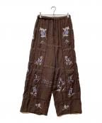 TODAYFULトゥデイフル）の古着「Embroidery Patchwork Trousers」｜ブラウン