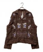 TODAYFULトゥデイフル）の古着「Embroidery Patchwork Shirts」｜ブラウン