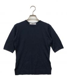 forme（フォルメ）の古着「5部袖ストレッチニット」｜ネイビー