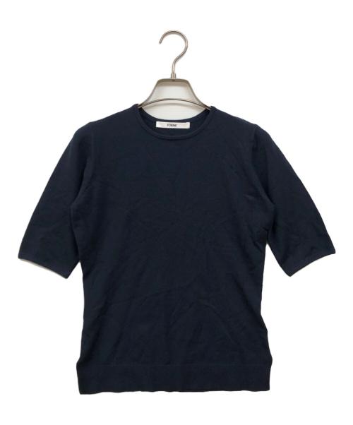 forme（フォルメ）FORME (フォルメ) 5部袖ストレッチニット ネイビー サイズ:FREEの古着・服飾アイテム