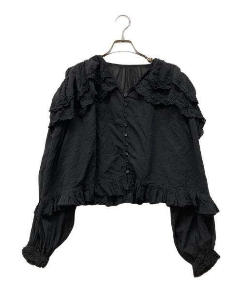 crinkle crinkle crinkle（クリンクル クリンクル クリンクル）crinkle crinkle crinkle (クリンクル クリンクル クリンクル) スカラップフリルブラウス ブラック サイズ:Fの古着・服飾アイテム