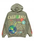 X-LARGEエクストララージ）の古着「PIGMENT DYED PEACE HOODED SWEATSHIRT」｜グリーン