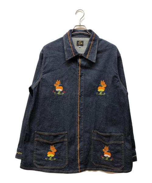 Needles（ニードルズ）Needles (ニードルズ) P&M EMB. JACKET -10.5oz C/L/PU DENIM ブルー サイズ:Mの古着・服飾アイテム