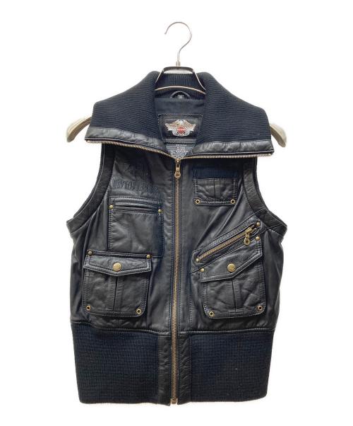 HARLEY-DAVIDSON（ハーレーダビッドソン）HARLEY-DAVIDSON (ハーレーダビッドソン) レザーベスト ブラック サイズ:Mの古着・服飾アイテム
