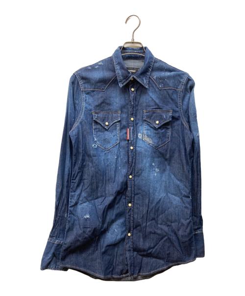 DSQUARED2（ディースクエアード）DSQUARED2 (ディースクエアード) ウエスタンデニムシャツ ブルー サイズ:46の古着・服飾アイテム