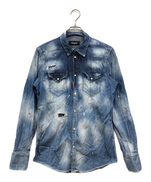 DSQUARED2（ディースクエアード）DSQUARED2 (ディースクエアード) ウエスタンデニムシャツ ブルー サイズ:46の古着・服飾アイテム