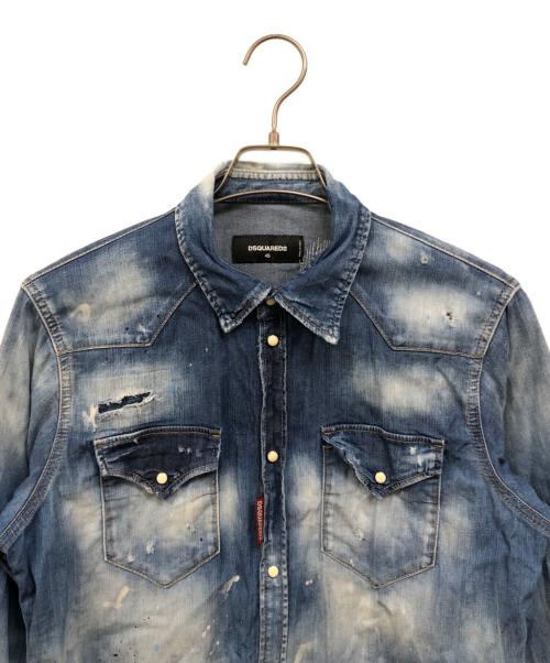 DSQUARED2（ディースクエアード）DSQUARED2 (ディースクエアード) ウエスタンデニムシャツ ブルー サイズ:46の古着・服飾アイテム