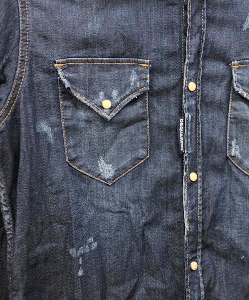 DSQUARED2（ディースクエアード）DSQUARED2 (ディースクエアード) ウエスタンデニムシャツ ブルー サイズ:46の古着・服飾アイテム