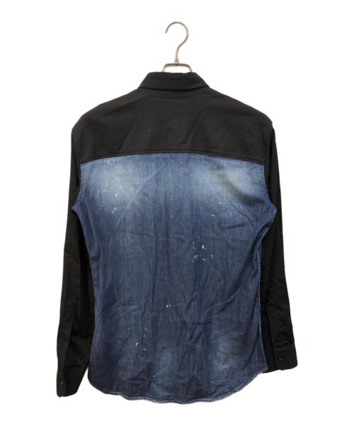DSQUARED2（ディースクエアード）DSQUARED2 (ディースクエアード) 切り替えシャツ ブラックインディゴ サイズ:46の古着・服飾アイテム