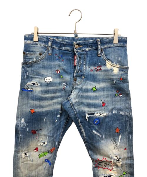 DSQUARED2（ディースクエアード）DSQUARED2 (ディースクエアード) Baby Print Sexy Twist Jeans インディゴ サイズ:44の古着・服飾アイテム