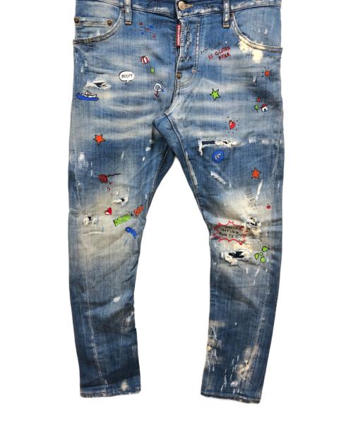 DSQUARED2（ディースクエアード）DSQUARED2 (ディースクエアード) Baby Print Sexy Twist Jeans インディゴ サイズ:44の古着・服飾アイテム