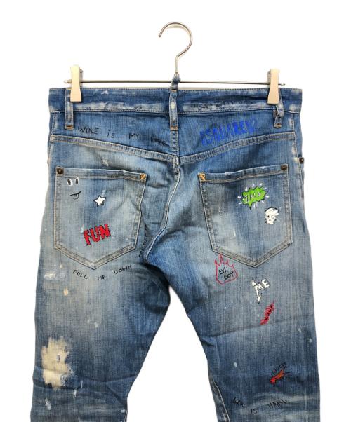 DSQUARED2（ディースクエアード）DSQUARED2 (ディースクエアード) Baby Print Sexy Twist Jeans インディゴ サイズ:44の古着・服飾アイテム