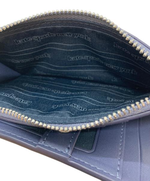 Kate Spade（ケイトスペード）Kate Spade (ケイトスペード) デヴィン グレイズド レザー スモール スリム バイフォールド ウォレット ブルーの古着・服飾アイテム