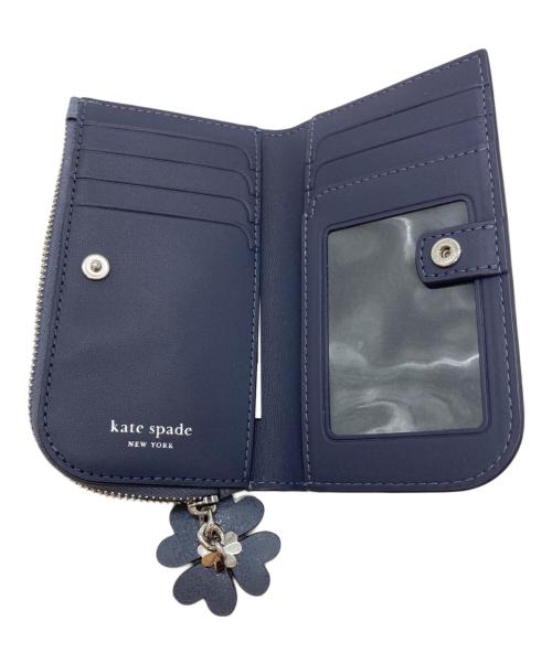 Kate Spade（ケイトスペード）Kate Spade (ケイトスペード) デヴィン グレイズド レザー スモール スリム バイフォールド ウォレット ブルーの古着・服飾アイテム