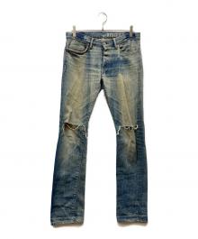 Hysteric Glamour（ヒステリックグラマー）の古着「エイジング加工スタッズデニムパンツ」｜ブルー