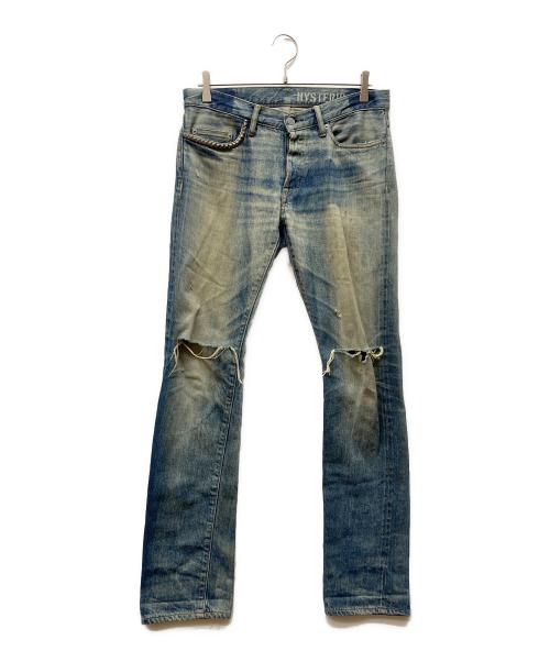 Hysteric Glamour（ヒステリックグラマー）Hysteric Glamour (ヒステリックグラマー) エイジング加工スタッズデニムパンツ ブルー サイズ:W30の古着・服飾アイテム