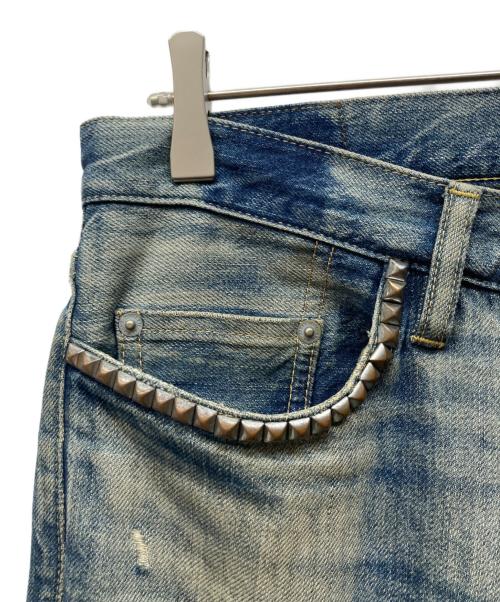 Hysteric Glamour（ヒステリックグラマー）Hysteric Glamour (ヒステリックグラマー) エイジング加工スタッズデニムパンツ ブルー サイズ:W30の古着・服飾アイテム