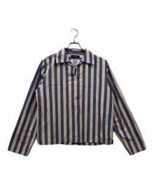 RICE NINE TEN（ライスナインテン）の古着「SKIPPER STRIPE SHIRTS」｜ブルー×ベージュ