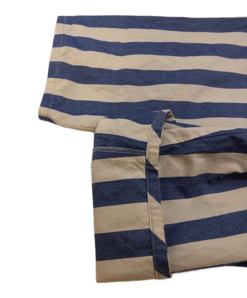 RICE NINE TEN（ライスナインテン）RICE NINE TEN (ライスナインテン) SKIPPER STRIPE SHIRTS ブルー×ベージュ サイズ:SIZE 1の古着・服飾アイテム