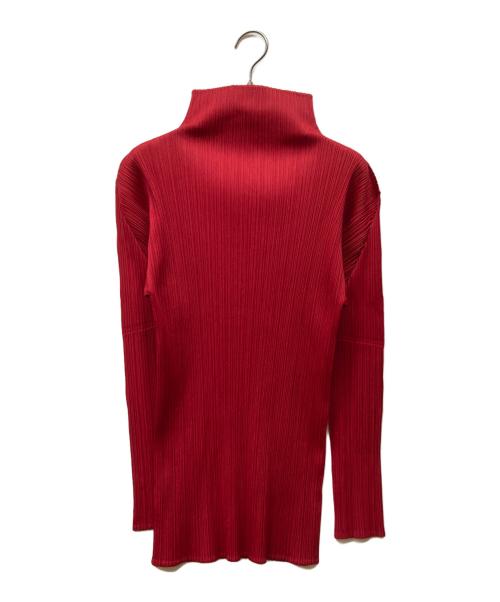 PLEATS PLEASE（プリーツプリーズ）PLEATS PLEASE (プリーツプリーズ) ハイネックプリーツカットソー レッド サイズ:3の古着・服飾アイテム