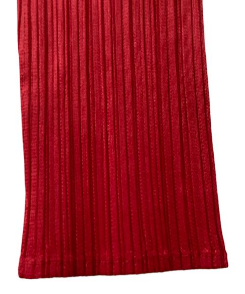 PLEATS PLEASE（プリーツプリーズ）PLEATS PLEASE (プリーツプリーズ) ハイネックプリーツカットソー レッド サイズ:3の古着・服飾アイテム