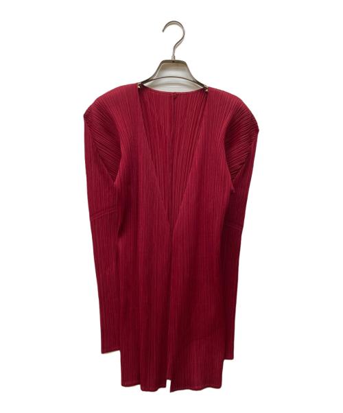 PLEATS PLEASE（プリーツプリーズ）PLEATS PLEASE (プリーツプリーズ) プリ―ツカーディガン レッド サイズ:3の古着・服飾アイテム