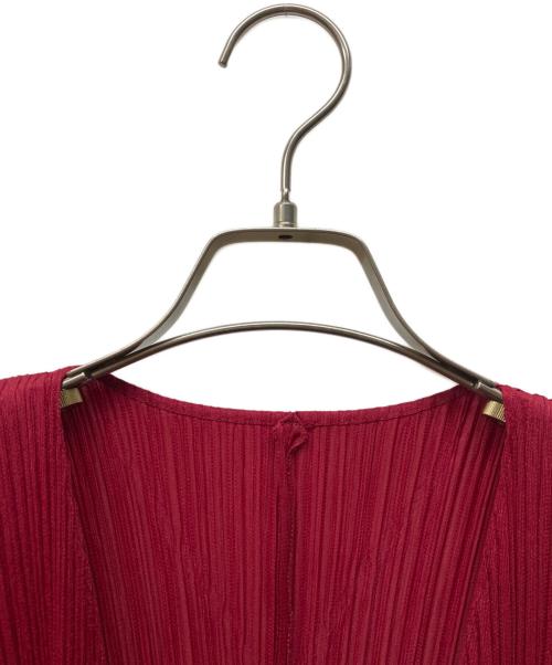 PLEATS PLEASE（プリーツプリーズ）PLEATS PLEASE (プリーツプリーズ) プリ―ツカーディガン レッド サイズ:3の古着・服飾アイテム