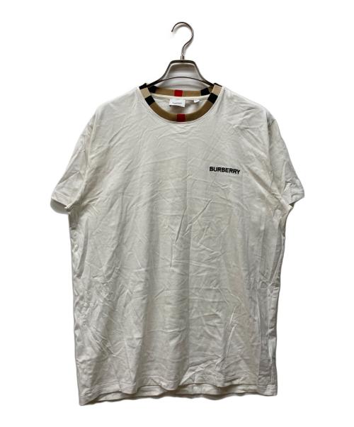 BURBERRY LONDON（バーバリーロンドン）BURBERRY LONDON (バーバリーロンドン) ネックトリム ノバチェック ロゴTシャツ ホワイト サイズ:Sの古着・服飾アイテム