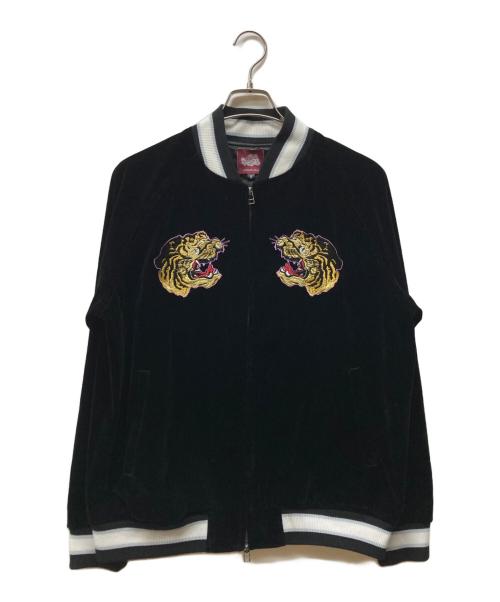 +NIPPON DNA（+NIPPON DNA）+NIPPON DNA (+NIPPON DNA) ベロアスカジャン ブラック サイズ:Mの古着・服飾アイテム