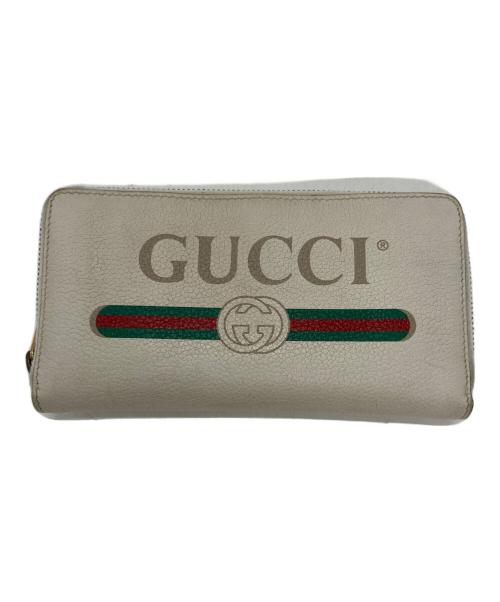 GUCCI（グッチ）GUCCI (グッチ) ラウンドファスナー財布 ホワイトの古着・服飾アイテム