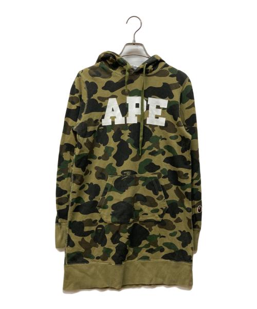A BATHING APE（アベイシングエイプ）A BATHING APE (アベイシングエイプ) カモ柄プルオーバーパーカー グリーン サイズ:XSの古着・服飾アイテム