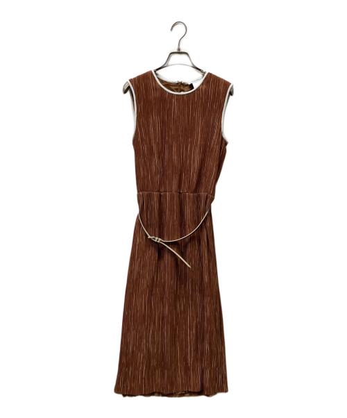 MaxMara（マックスマーラ）MaxMara (マックスマーラ) ノースリーブプリーツワンピース ブラウン サイズ:42の古着・服飾アイテム