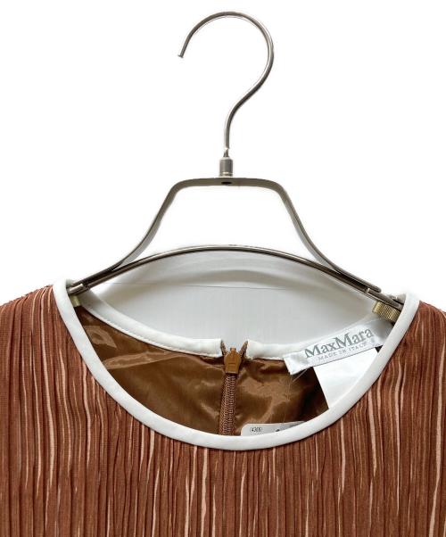 MaxMara（マックスマーラ）MaxMara (マックスマーラ) ノースリーブプリーツワンピース ブラウン サイズ:42の古着・服飾アイテム