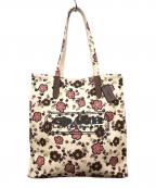 COACHコーチ）の古着「キャンバス トート バッグ・フローラル プリント」｜アイボリー