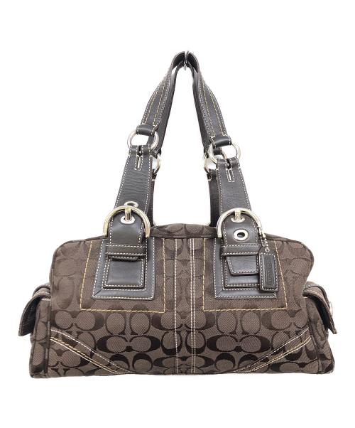 COACH（コーチ）COACH (コーチ) シグネチャー ミニボストン ブラウンの古着・服飾アイテム