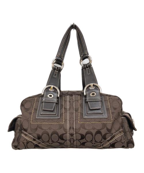 COACH（コーチ）COACH (コーチ) シグネチャー ミニボストン ブラウンの古着・服飾アイテム