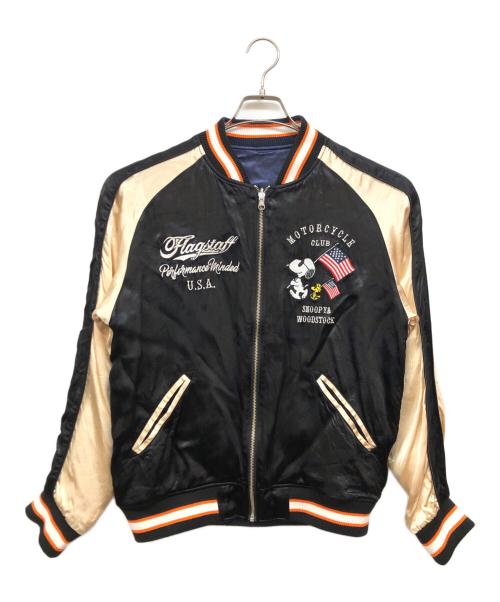 flagstuff（フラグスタフ）FLAGSTUFF (フラグスタフ) PEANUTS (ピーナッツ) リバーシブルスカジャン ネイビー×ブラック サイズ:Lの古着・服飾アイテム