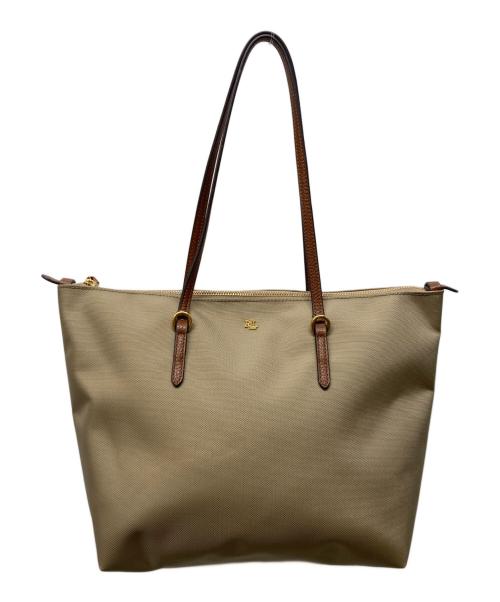 LAUREN RALPH LAUREN（ローレン ラルフ ローレン）LAUREN RALPH LAUREN (ローレン ラルフ ローレン) Large Nylon Keaton Tote Bag ベージュの古着・服飾アイテム