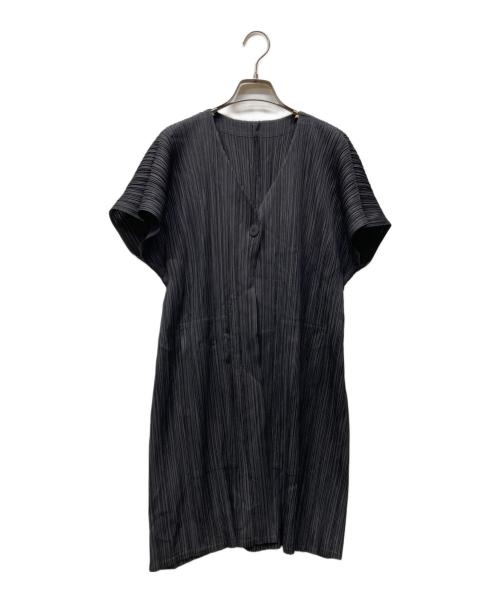 PLEATS PLEASE（プリーツプリーズ）PLEATS PLEASE (プリーツプリーズ) 半袖 ロング カーディガン グレー サイズ:２の古着・服飾アイテム