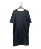 PLEATS PLEASEプリーツプリーズ）の古着「プリーツ半袖ワンピース」｜グレー