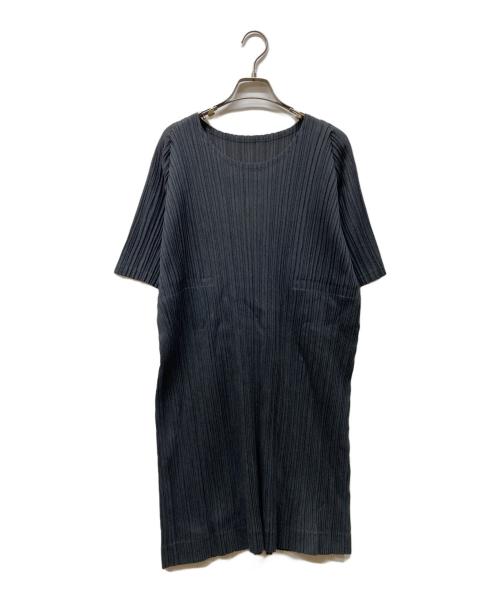 PLEATS PLEASE（プリーツプリーズ）PLEATS PLEASE (プリーツプリーズ) プリーツ半袖ワンピース グレー サイズ:３の古着・服飾アイテム