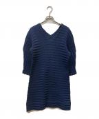 PLEATS PLEASEプリーツプリーズ）の古着「ウェーブプリーツワンピース」｜ブラック×ネイビー