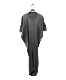 PLEATS PLEASE（プリーツプリーズ）の古着「マキシノースリーブワンピース」｜グレー