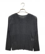 PLEATS PLEASEプリーツプリーズ）の古着「カットワークプリーツカットソー」｜ブラック