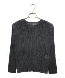 PLEATS PLEASE（プリーツプリーズ）の古着「カットワークプリーツカットソー」｜ブラック