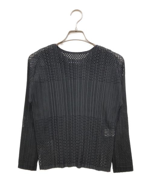 PLEATS PLEASE（プリーツプリーズ）PLEATS PLEASE (プリーツプリーズ) カットワークプリーツカットソー ブラック サイズ:記載無し（実寸サイズをご確認ください）の古着・服飾アイテム