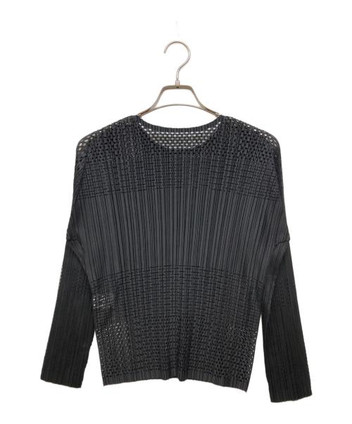 PLEATS PLEASE（プリーツプリーズ）PLEATS PLEASE (プリーツプリーズ) カットワークプリーツカットソー ブラック サイズ:記載無し（実寸サイズをご確認ください）の古着・服飾アイテム