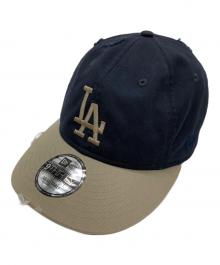 New Era（ニューエラ）の古着「ダメージ加工キャップ」｜ベージュ×ネイビー