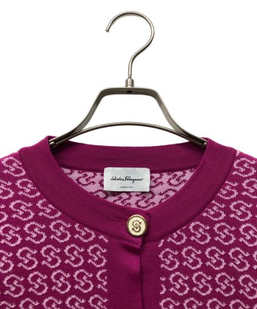 Salvatore Ferragamo（サルヴァトーレ フェラガモ）Salvatore Ferragamo (サルヴァトーレ フェラガモ) ニットカーディガン パープル サイズ:Lの古着・服飾アイテム
