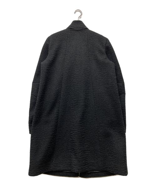 EMPORIO ARMANI（エンポリオ アルマーニ）EMPORIO ARMANI (エンポリオ アルマーニ) スカーフカラー ブークレ風ファブリック ジップアップ コート ブラック サイズ:４４の古着・服飾アイテム